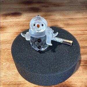 Swarovski Crystal Snowman Figurine with Scarf & Snowflake Crystals~Retired